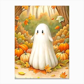 Ghost and Pumpkin Canvas Print