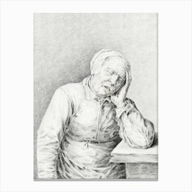 Sleeping Old Woman, With Her Head In Her Hand, Jean Bernard Canvas Print
