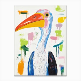 Colourful Bird Painting Stork 3 Canvas Print