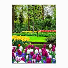 Tulips In The Garden Canvas Print