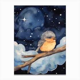Baby Bird Sleeping In The Clouds Canvas Print