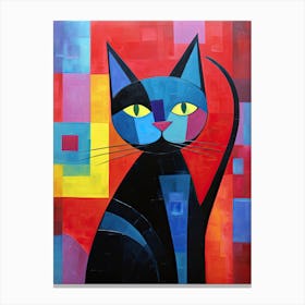 Abstracted Elegance: Cubist Minimalism with Cats Canvas Print