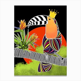 Toucan in Asiatic sunset colorful mosaic Canvas Print