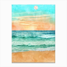 Watercolor Beach Sunset Canvas Print