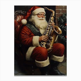 Santa Playing Saxophone Canvas Print