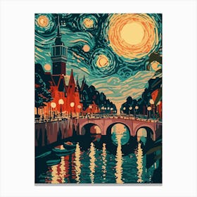 Starry Night In Amsterdam 1 Canvas Print