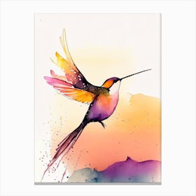 Hummingbird At Sunset Minimalist Watercolour 2 Canvas Print
