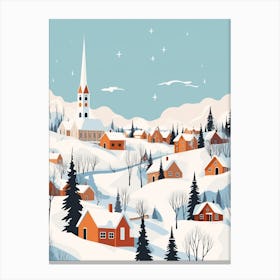 Retro Winter Illustration Abisko Sweden Canvas Print