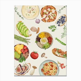 Watercolor Food Set Canvas Print