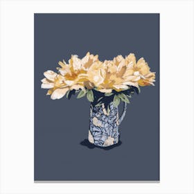 Yellow Flowers In A Blue Vase Canvas Print