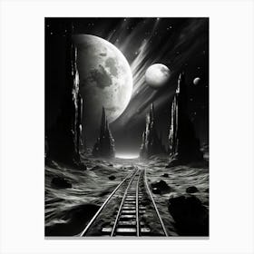 Interstellar Voyage Abstract Black And White 7 Canvas Print
