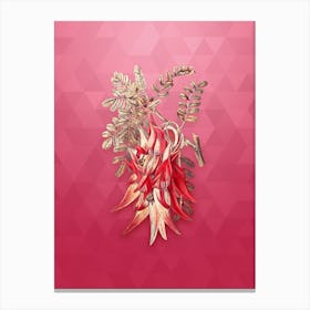 Vintage Crimson Glory Pea Flower Botanical in Gold on Viva Magenta n.0522 Canvas Print