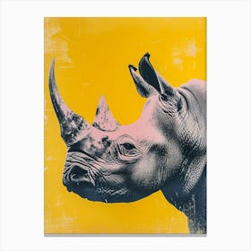 Retro Polaroid Inspired Rhino 3 Canvas Print