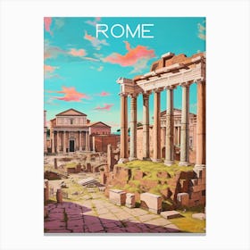 Colourful Rome travel poster Art Print Canvas Print