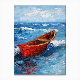 Red Boat In The Sea 6 Canvas Print