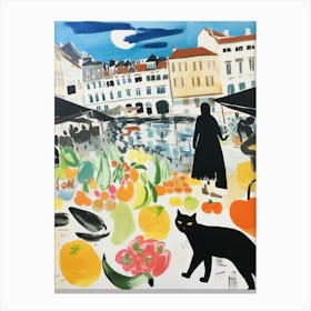 The Food Market In Lyon 4 Illustration Canvas Print