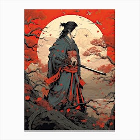 Samurai Ukiyo E Style Illustration 1 Canvas Print