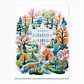 Mirabell Palace Gardens Austria Modern Illustration  Canvas Print