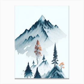 Mountain And Forest In Minimalist Watercolor Vertical Composition 220 Canvas Print