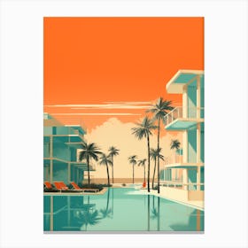Abstract Illustration Of South Beach Miami Florida Orange Hues 1 Canvas Print