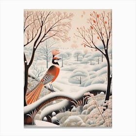 Winter Bird Painting Pheasant 5 Canvas Print