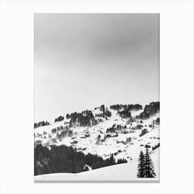 Engelberg, Switzerland Black And White Skiing Poster Canvas Print
