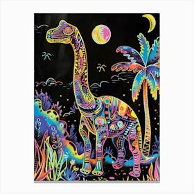 Pattern Neon Dinosaur Canvas Print