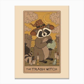 The Trash Witch Raccoons Tarot Canvas Print