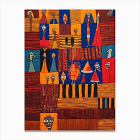 African Quilting Inspired Folk Art, 1234 Canvas Print