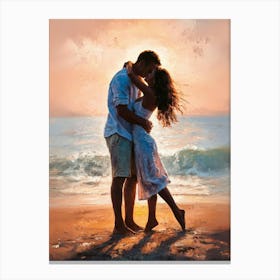 Kissing At Sunset Canvas Print