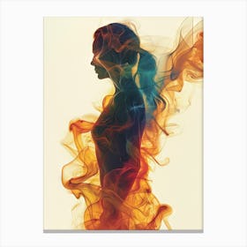 Silhouette Of A Woman In Smoke 1 Canvas Print