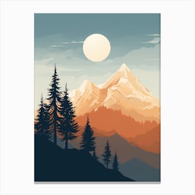 Landscape With Mountains And Trees Canvas Print