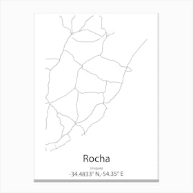 Rocha,Uruguay Minimalist Map Canvas Print