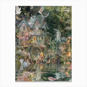 Fairytale Monet Pond Scrapbook Collage 2 Canvas Print