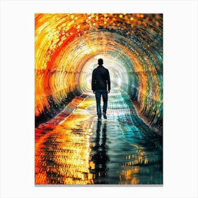 Man Walking Through A Tunnel Canvas Print