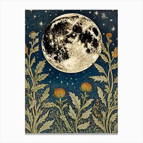 Moon And Stars Style William Morris Canvas Print