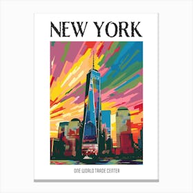One World Trade Center New York Colourful Silkscreen Illustration 1 Poster Canvas Print