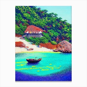Koh Tao Thailand Pointillism Style Tropical Destination Canvas Print