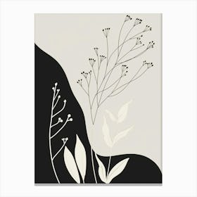 Black And White Abstract Plants Canvas Print