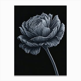 A Carnation In Black White Line Art Vertical Composition 62 Canvas Print