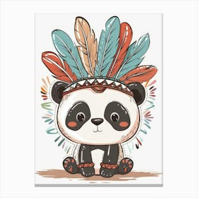 Cute Panda With Feathers Canvas Print