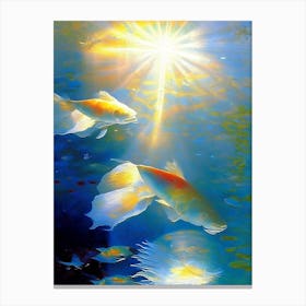 Hikari Mujimono 1, Koi Fish Monet Style Classic Painting Canvas Print