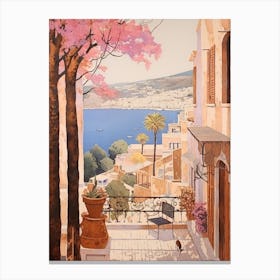 Bodrum Turkey 6 Vintage Pink Travel Illustration Canvas Print