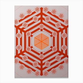 Geometric Abstract Glyph Circle Array in Tomato Red n.0230 Canvas Print