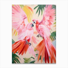 Pink Ethereal Bird Painting Macaw 4 Canvas Print