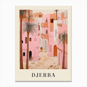 Djerba Tunisia 1 Vintage Pink Travel Illustration Poster Canvas Print