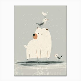 Polar Bear And Birds 3 Canvas Print