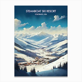 Poster Of Steamboat Ski Resort   Colorado, Usa, Ski Resort Illustration 0 Canvas Print