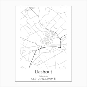 Lieshout,Netherlands Minimalist Map Canvas Print