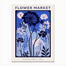 Blue Flower Market Poster Queen Annes Lace 3 Canvas Print